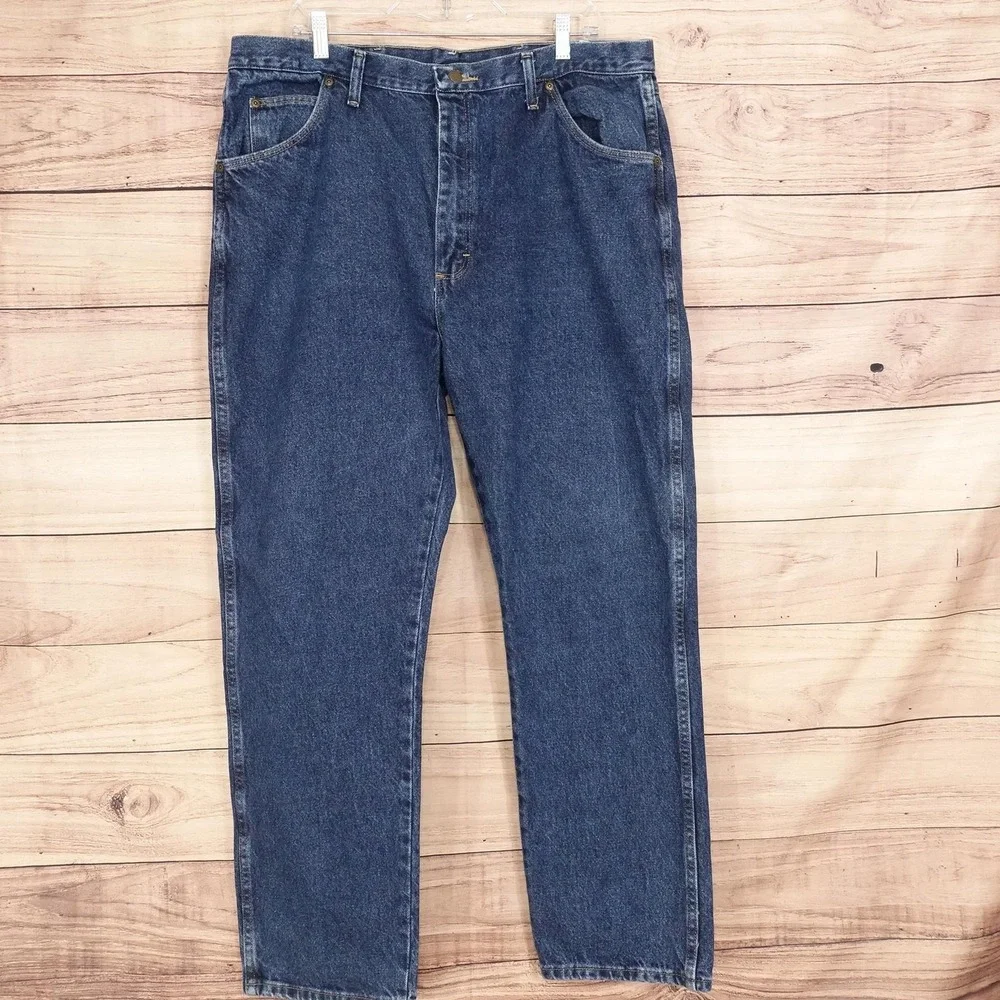 Wrangler Jeans Mens 40x32 (39x31) Blue Relaxed Straight Wrangler Denim 96501MR